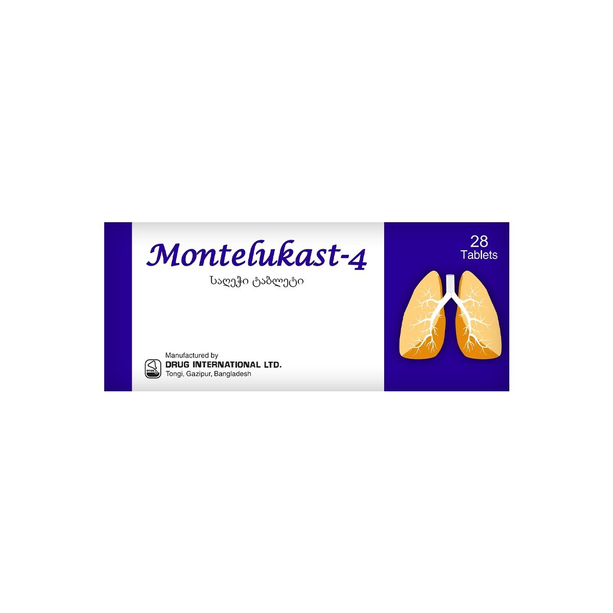 მონტელუკასტი-4 - Montelukast-4 საღეჭი 4მგ 28 ტაბლეტი