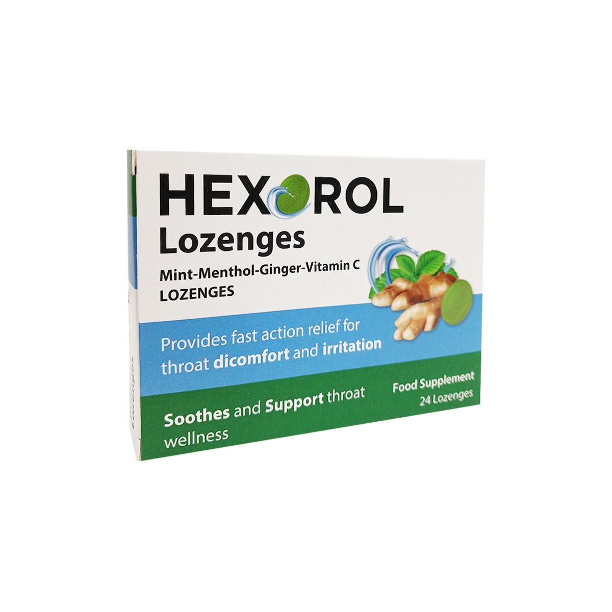ჰექსოროლი - Hexorol პიტნა ჯინჯერი და ვიტამინი C 24 საწუწნი ტაბლეტი