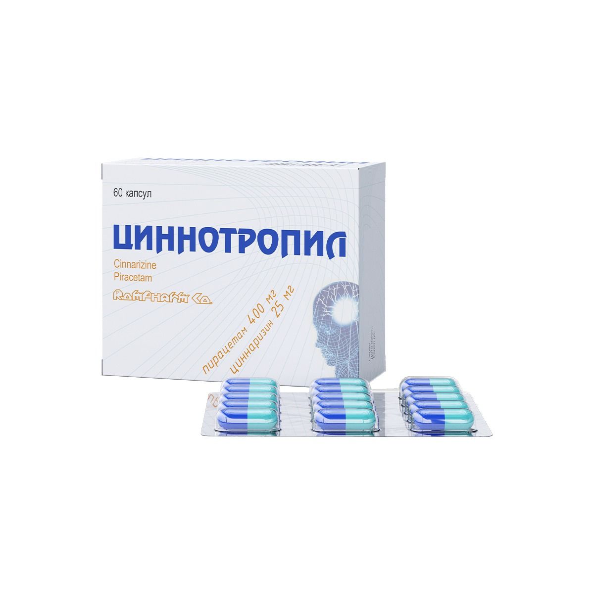 ცინოტროპილი - Cinnotropil 25მგ+400მგ 60 კაფსულა