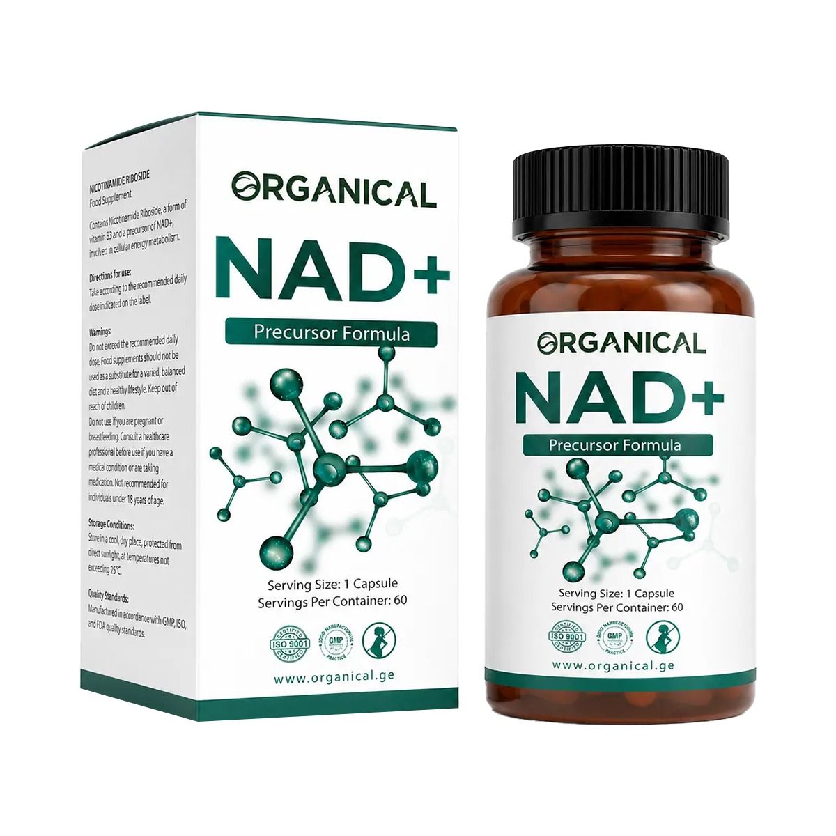 ორგანიკალ NAD+ - Organical NAD+ 60 კაფსულა ორგანიკალი - Organical