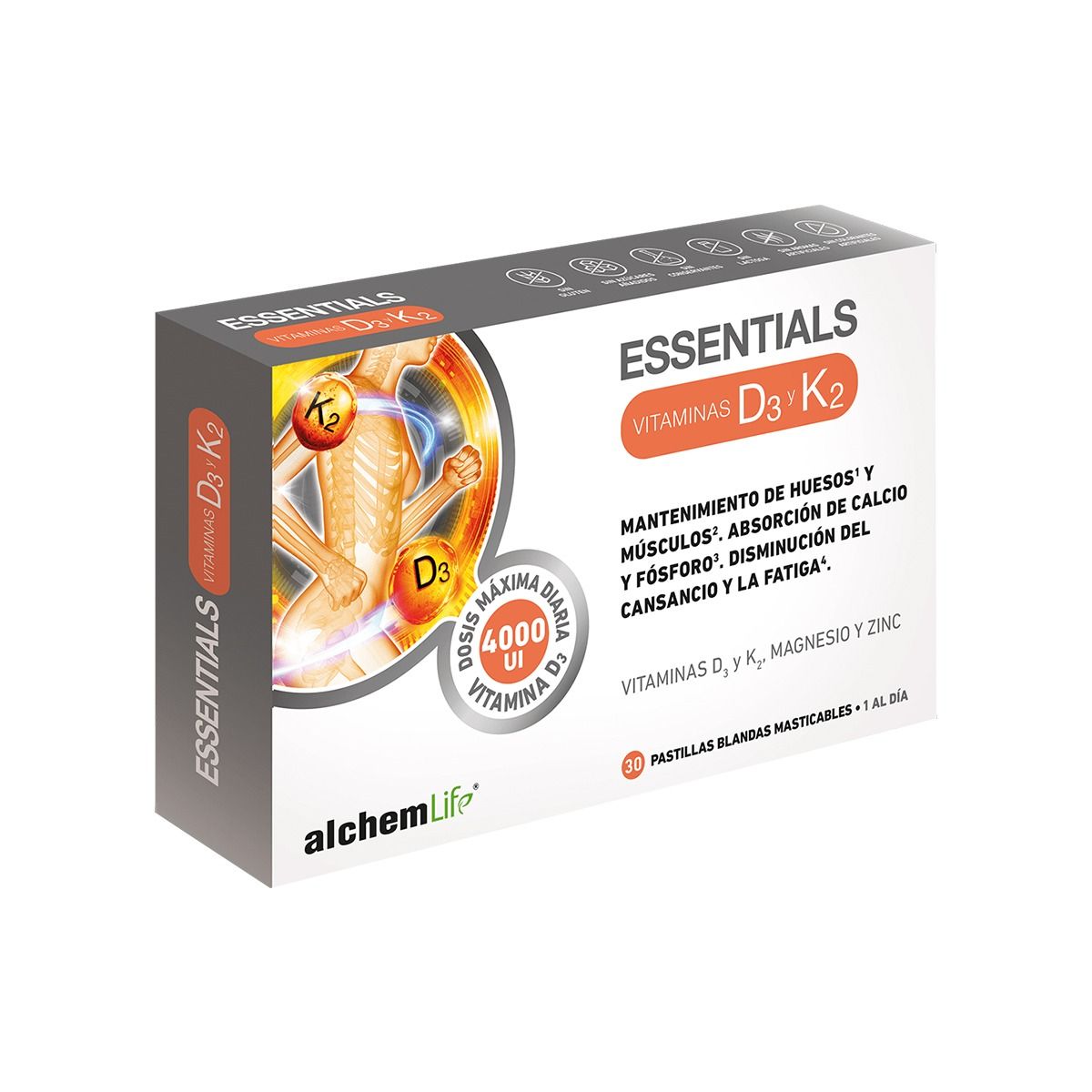 ესენციალ ვიტამინი - Essentials Vitamin D3+K2 30 ტაბლეტი