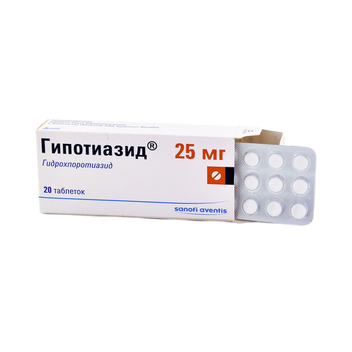 ჰიპოთიაზიდი - Hypothiazid 25 მგ 20 ტაბლეტი