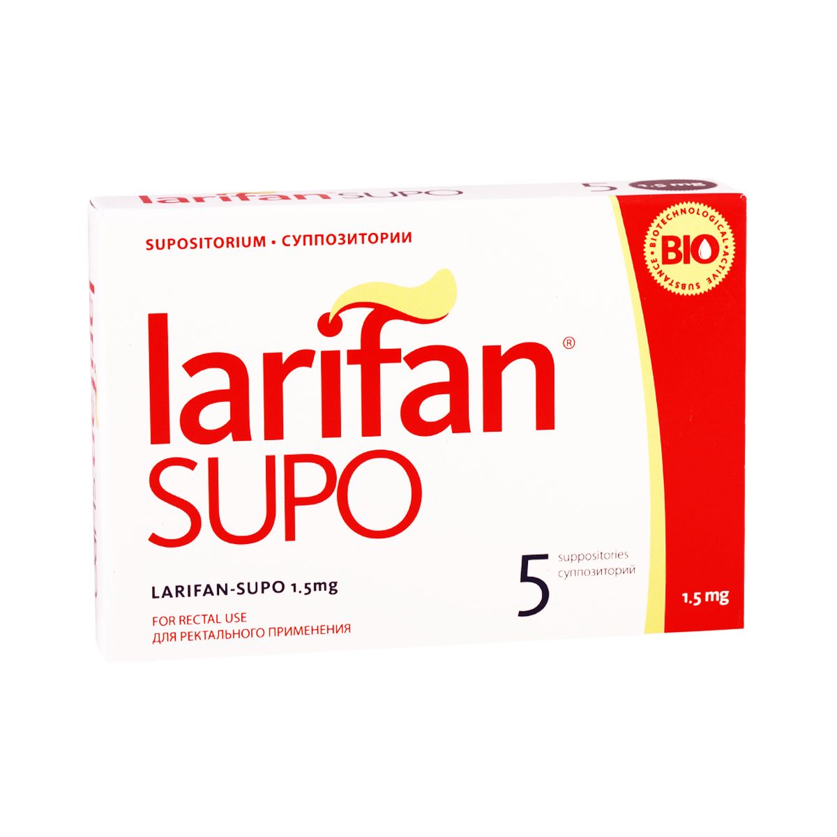 ლარიფანი სუპო - Larifan Supo 1.5მგ. 5 რექტალური სანთელი
