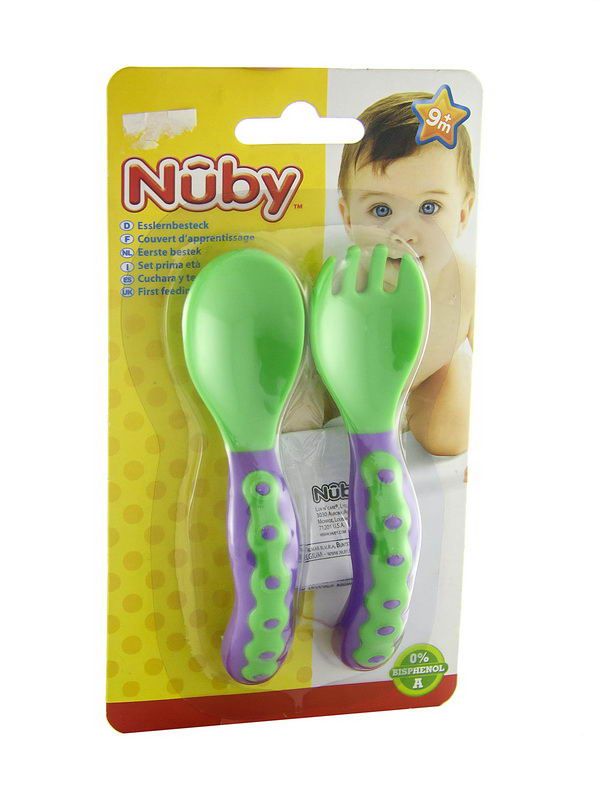 კოვზი+ჩანგალი First age 1+1 5253 ნუბი - Nuby