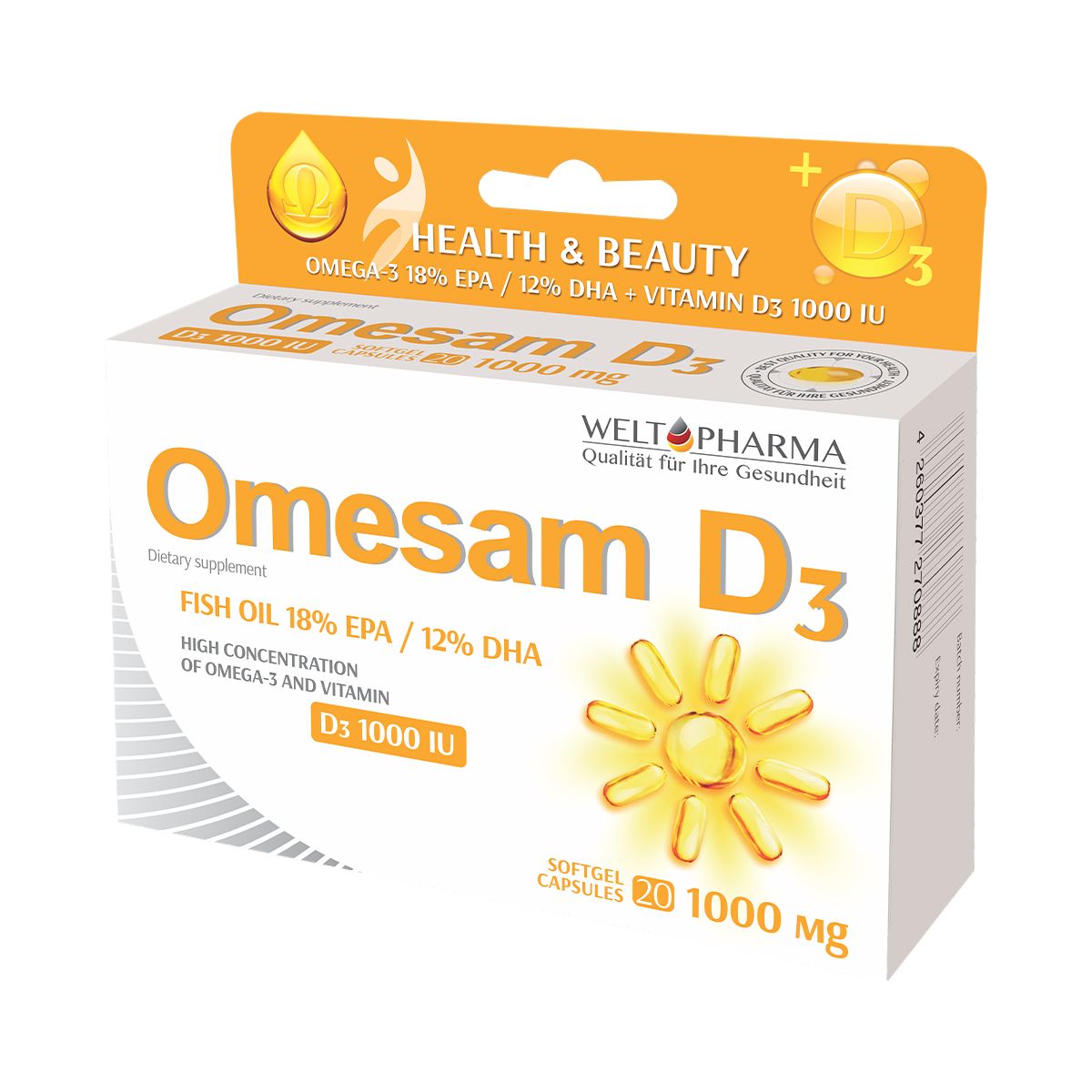 Omesam D3 - ომესამი D3 1000ს.ე. 20 კაფსულა