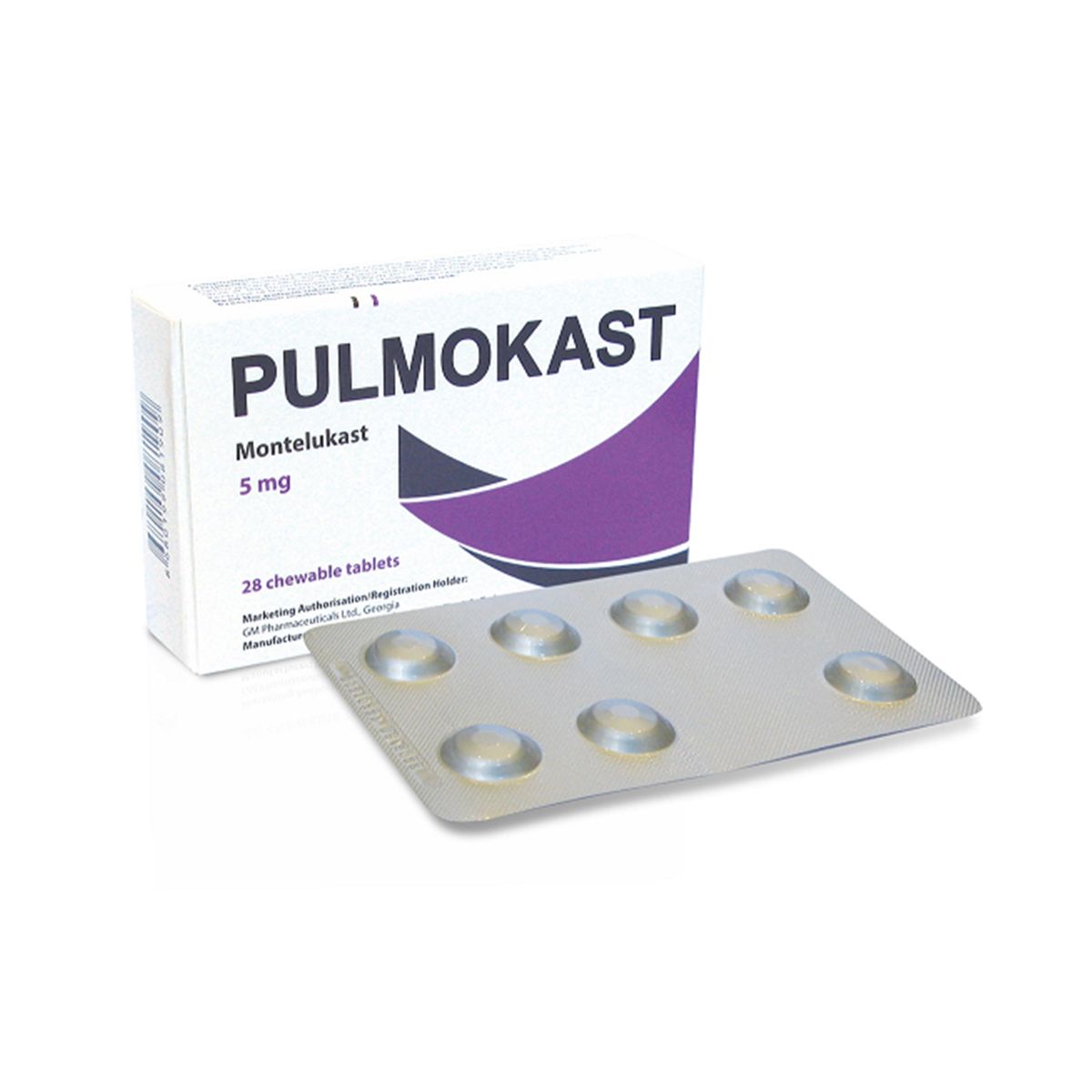 პულმოკასტი - Pulmokast 5მგ 28 საღეჭი ტაბლეტი