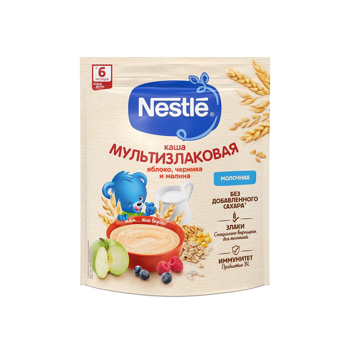 რძიანი ფაფა ვაშლი მოცვი და ჟოლო 3496 ნესტლე - Nestle