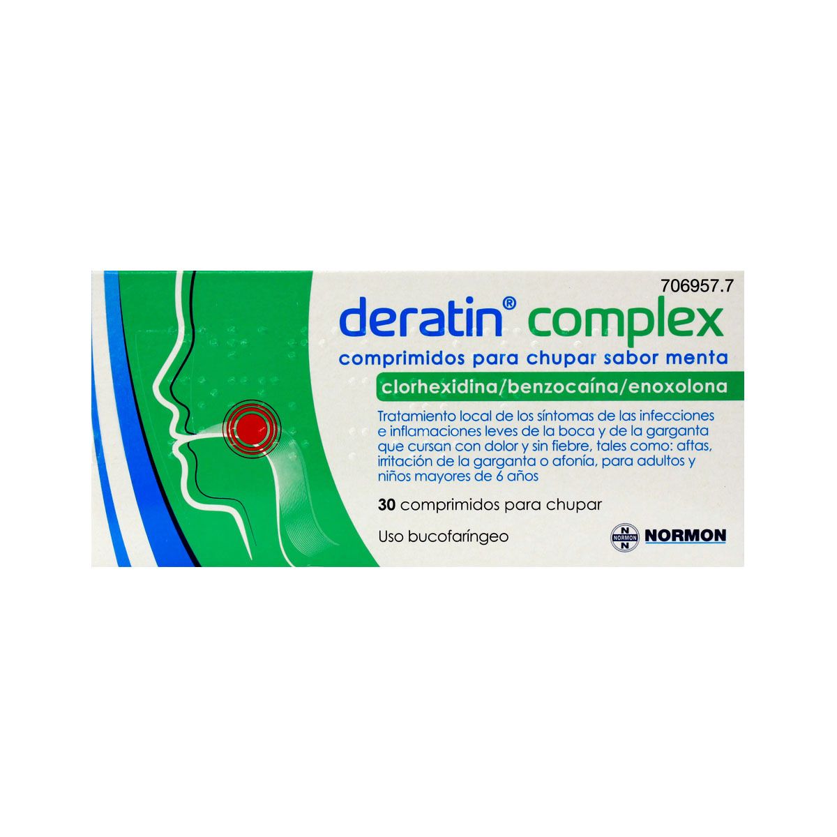 დერატინ კომპლექსი - Deratin Complex მენთოლი 30 საწუწნი ტაბლეტი