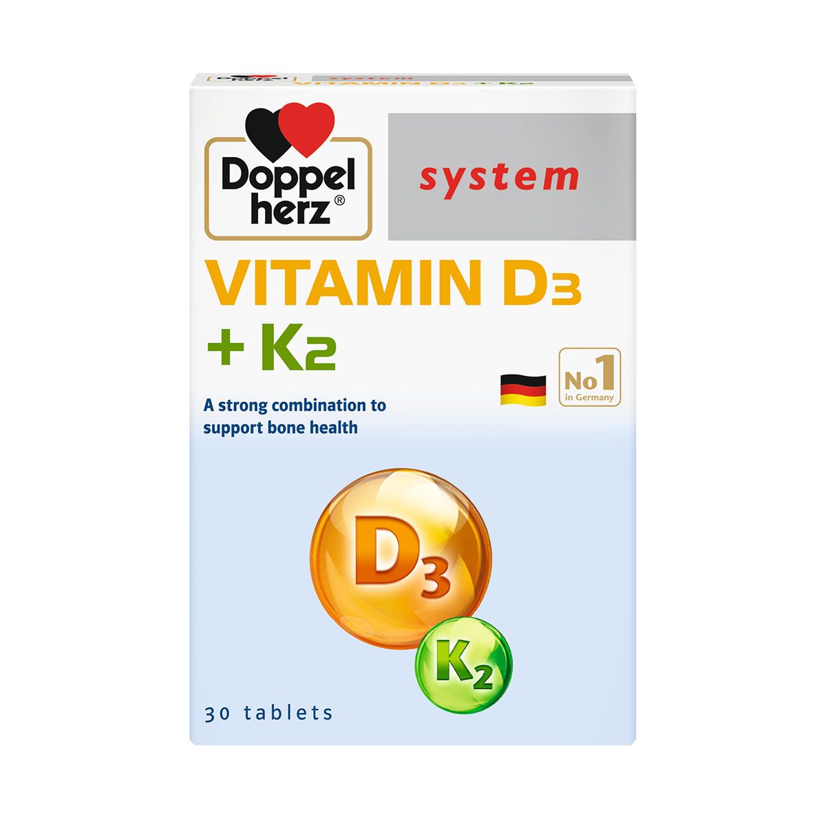 დოპელჰერც სისტემი - Doppelherz System D3+K2 30 ტაბლეტი