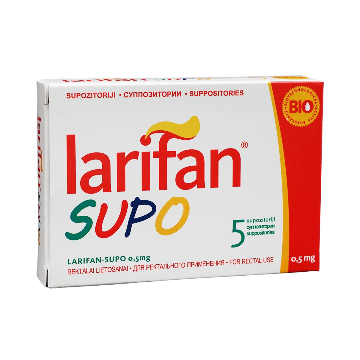 ლარიფანი - Larifan 0.5მგ 5 რექტალური სუპოზიტორია