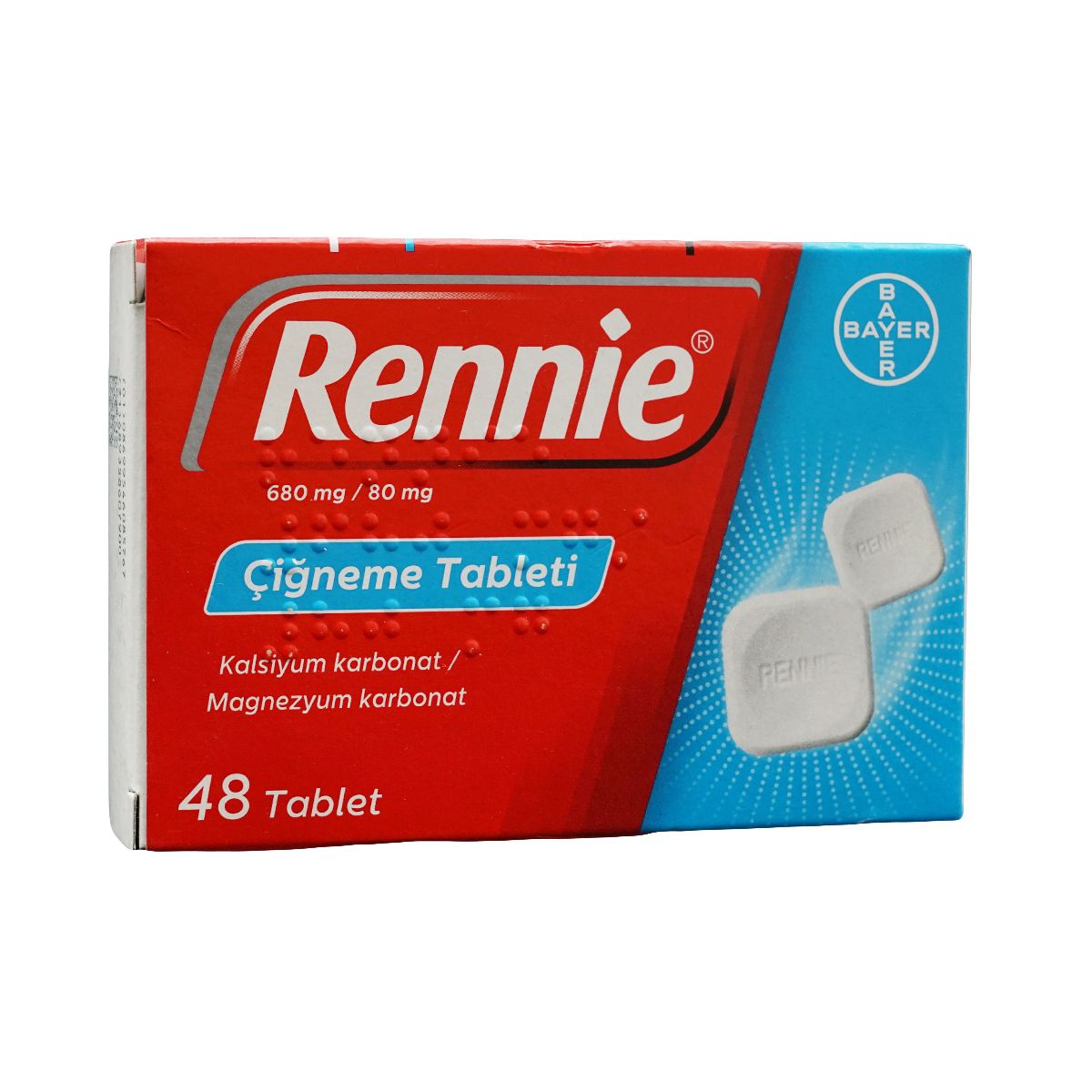 რენი - Rennie საღეჭი ტაბლეტი 680მგ/80მგ 48 ცალი