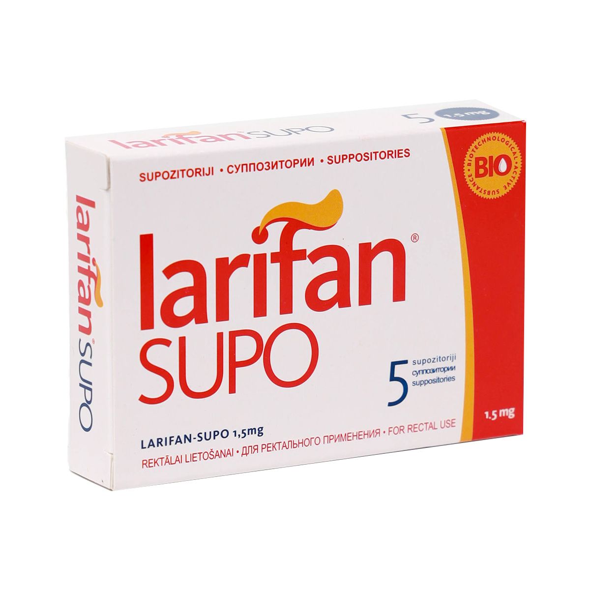 ლარიფანი სუპო - Larifan Supo 1.5მგ. 5 რექტალური სანთელი