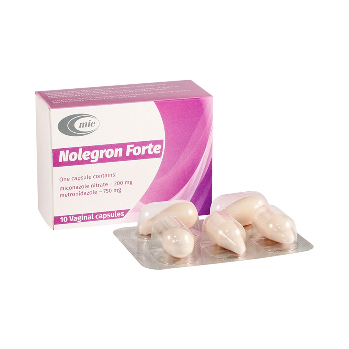 ნოლეგრონი ფორტე ვაგინალური - Nolegron Forte Vaginal 200მგ+750მგ 10 კაფსულა