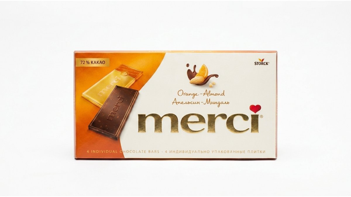 შოკოლადის ფილა / Merci Bar / ფორთოხლით და ნუშით / 100გრ